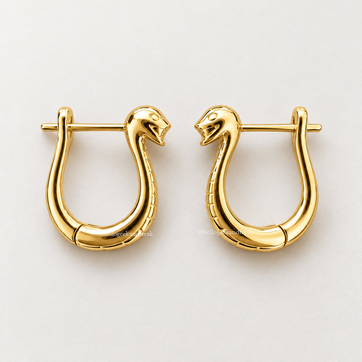Pendientes tipo boa chapados en oro, pares de aros con cabeza de serpiente