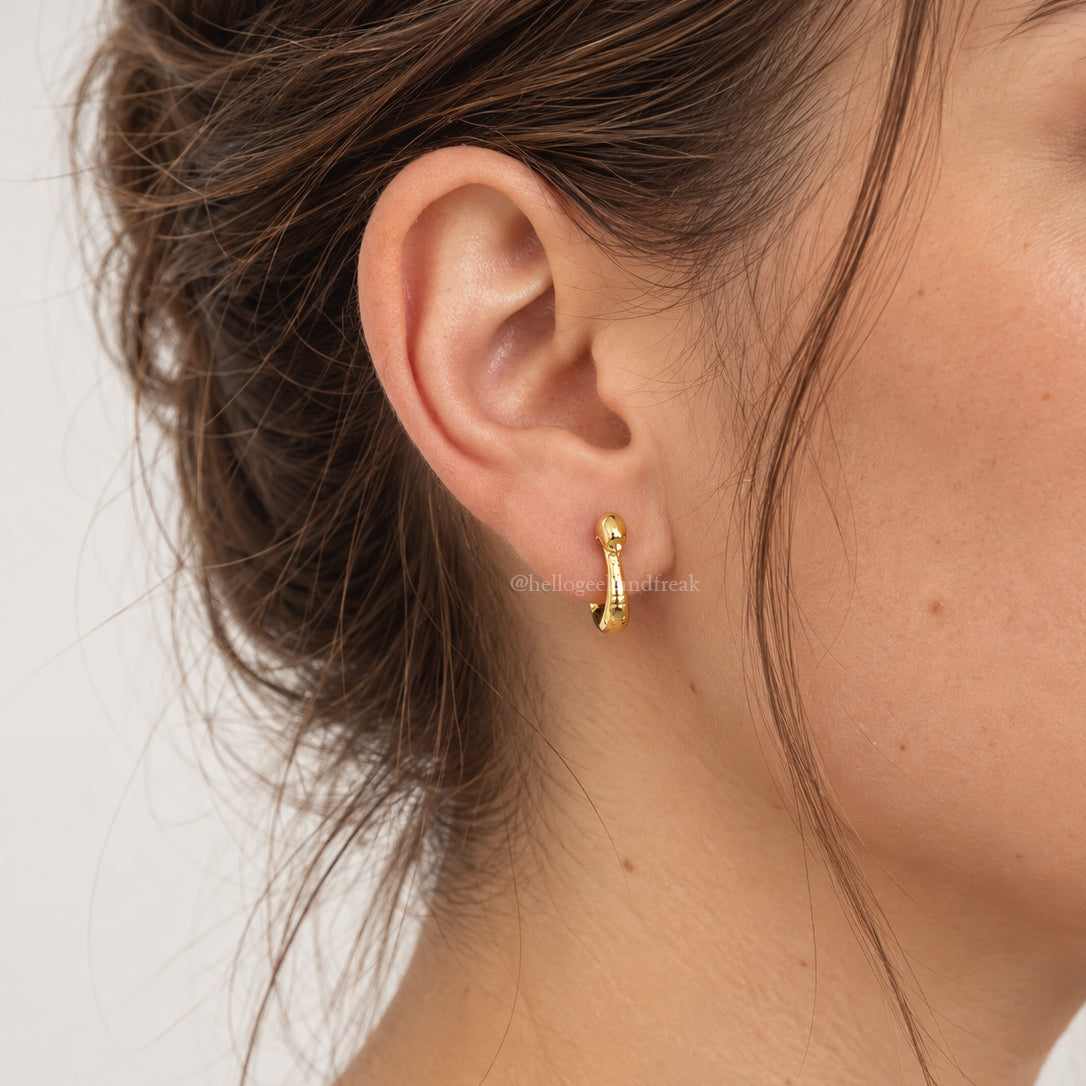 Pendientes tipo boa chapados en oro, aro con cabeza de serpiente, en la oreja