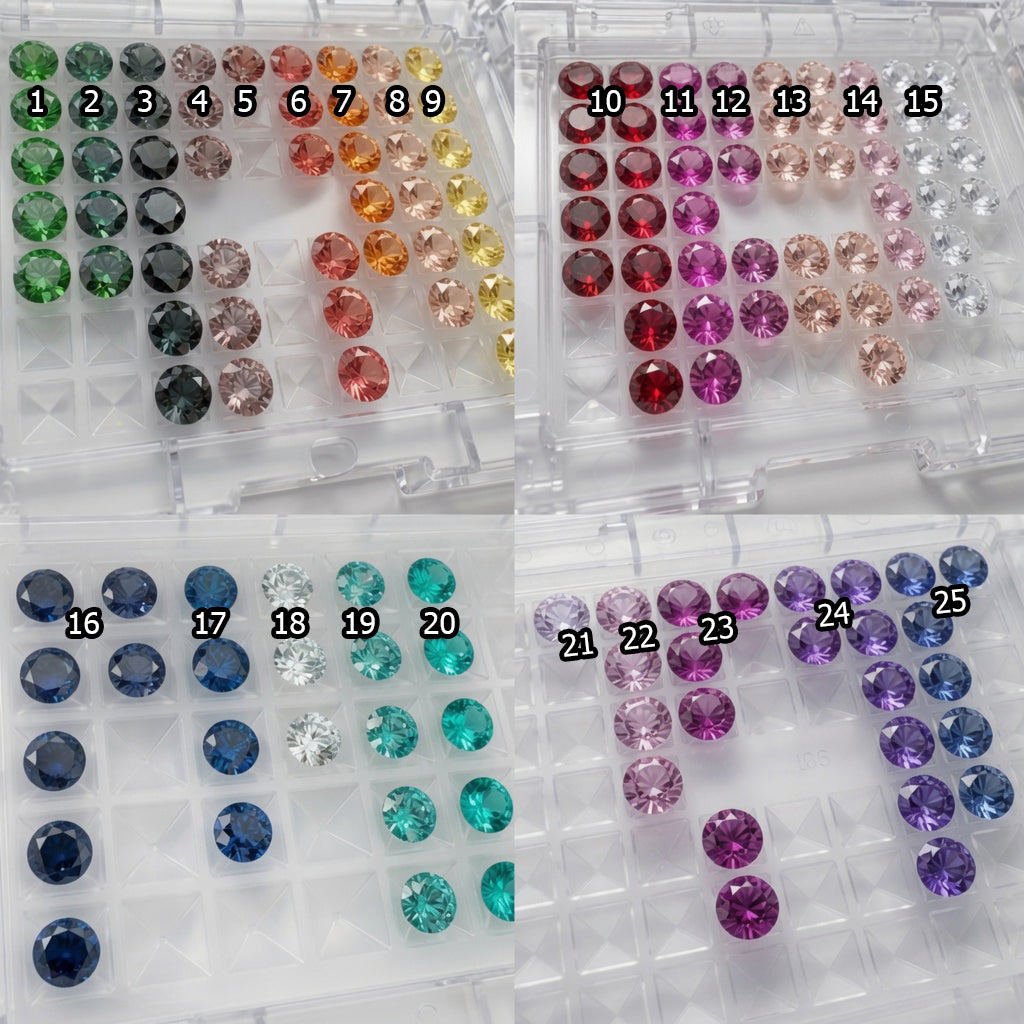 Colgantes Hadita: piedras redondas de cristal en surtido de varios colores en bandeja